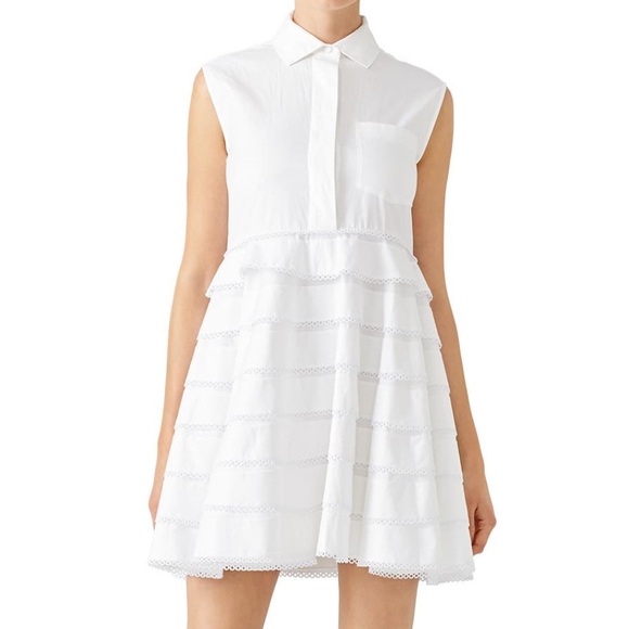 Carven Dresses & Skirts - Carven White Crochet Shirt Dress in Size 40